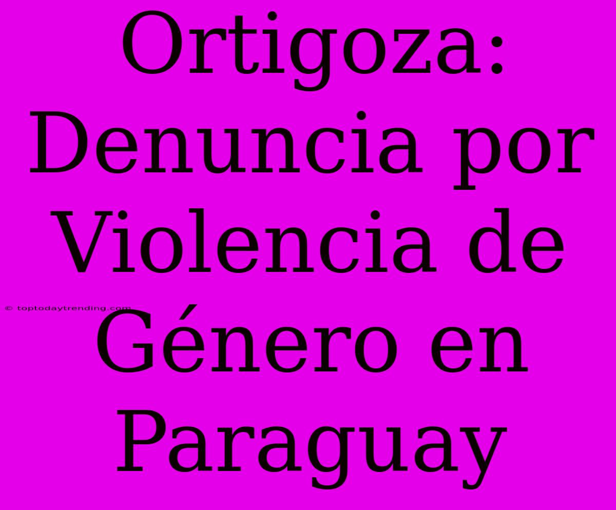 Ortigoza: Denuncia Por Violencia De Género En Paraguay