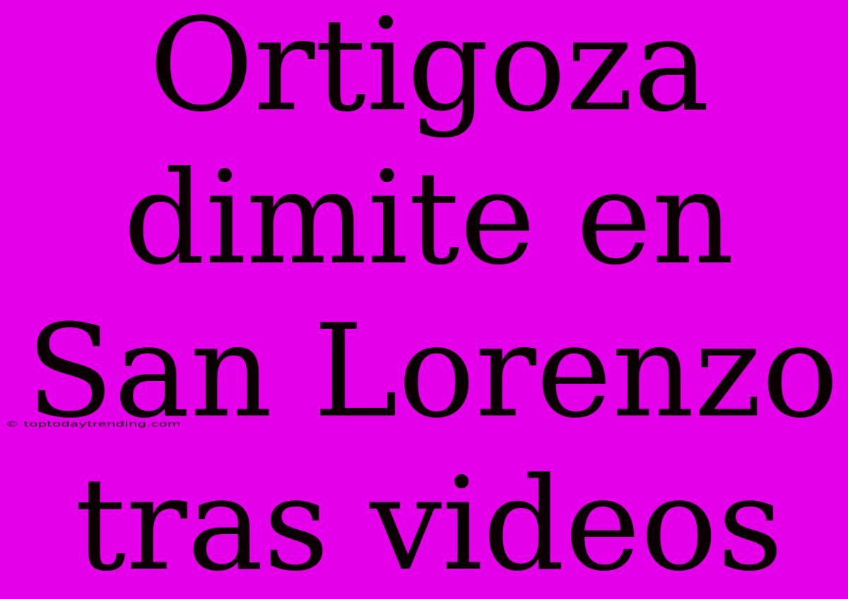 Ortigoza Dimite En San Lorenzo Tras Videos