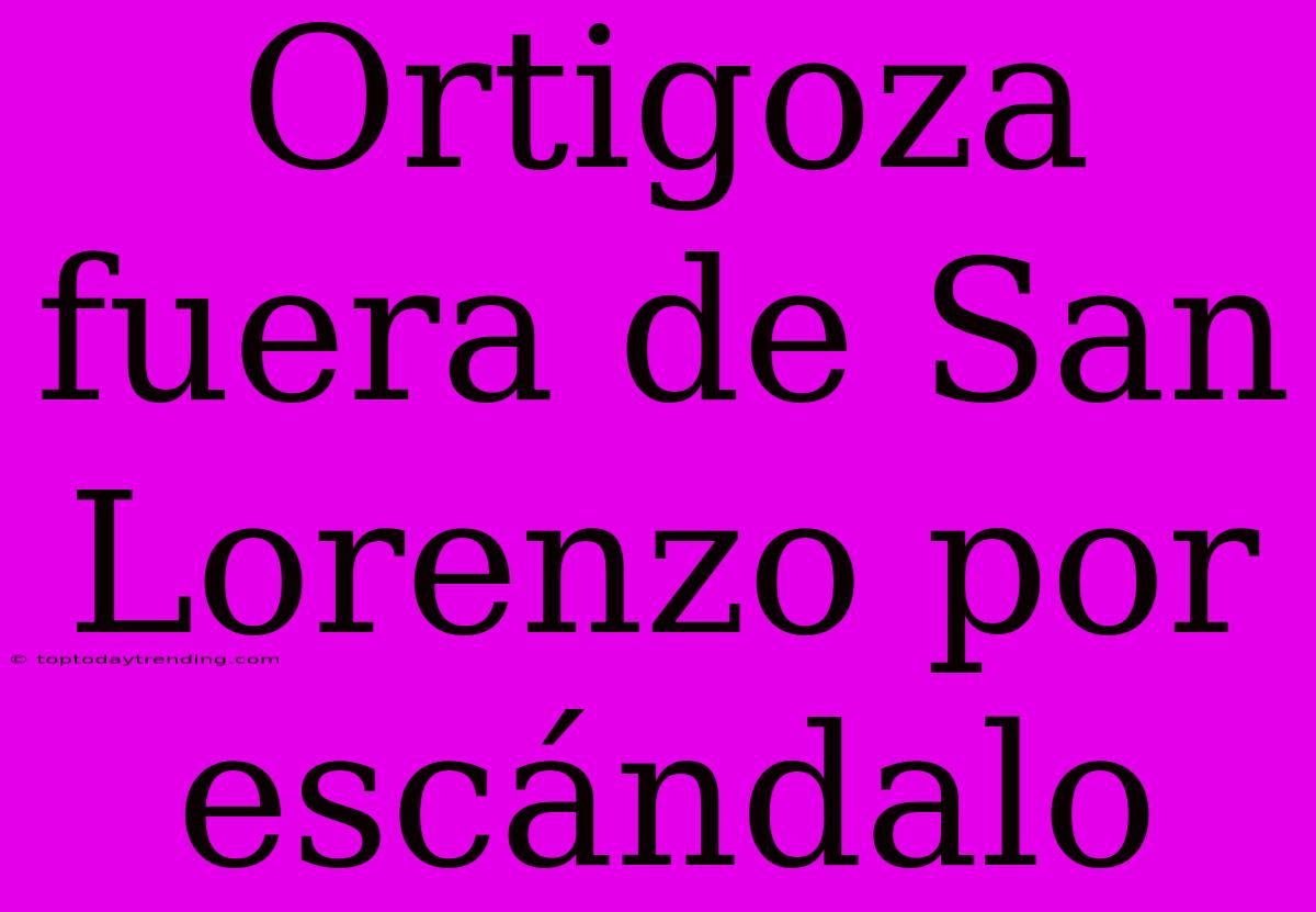 Ortigoza Fuera De San Lorenzo Por Escándalo