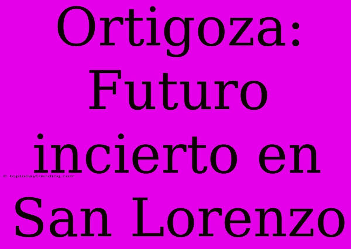 Ortigoza: Futuro Incierto En San Lorenzo