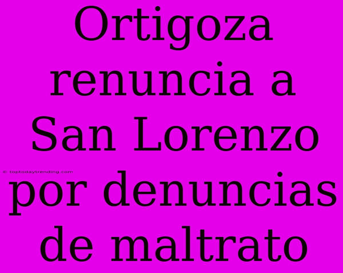 Ortigoza Renuncia A San Lorenzo Por Denuncias De Maltrato