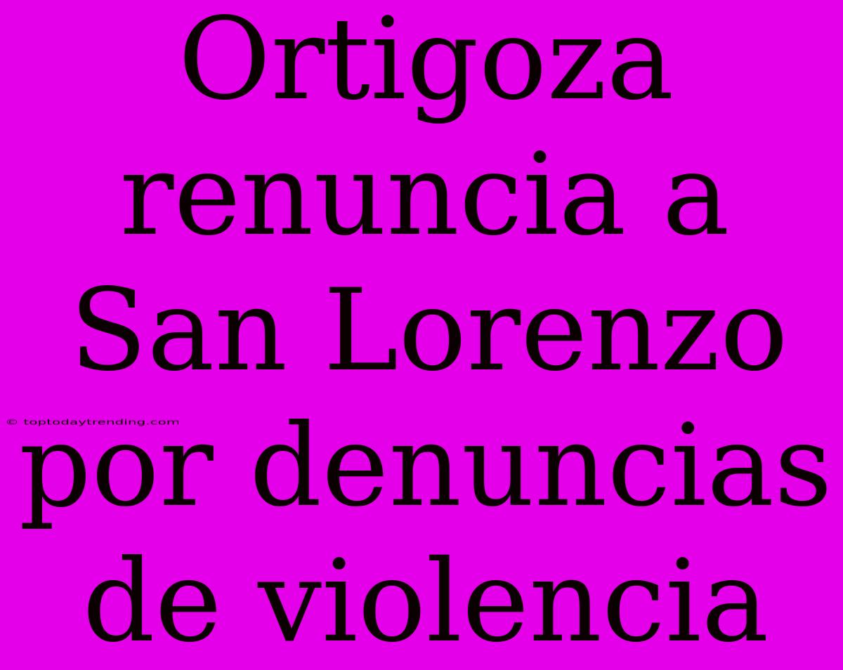 Ortigoza Renuncia A San Lorenzo Por Denuncias De Violencia