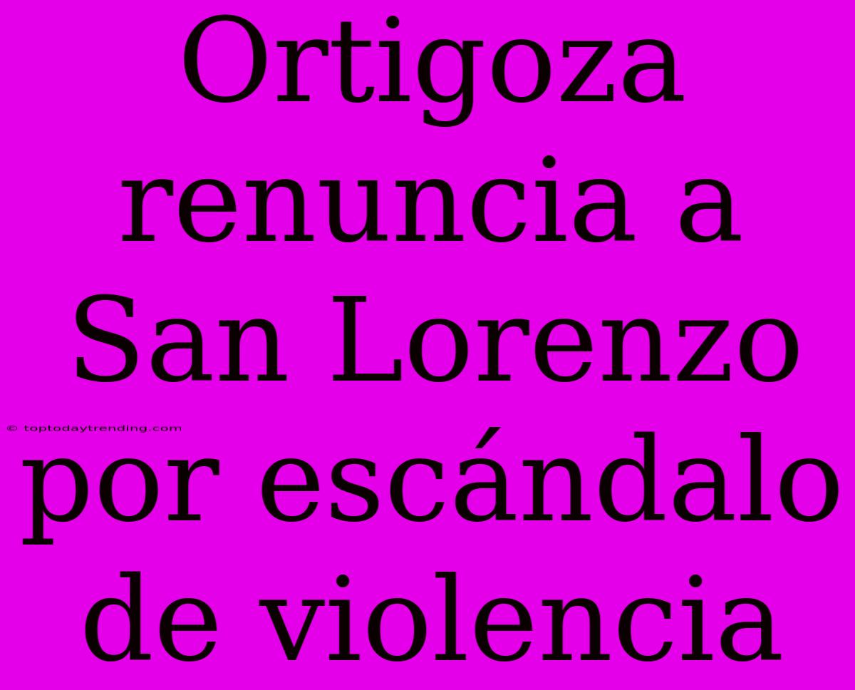 Ortigoza Renuncia A San Lorenzo Por Escándalo De Violencia