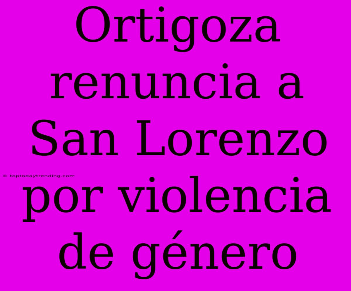 Ortigoza Renuncia A San Lorenzo Por Violencia De Género