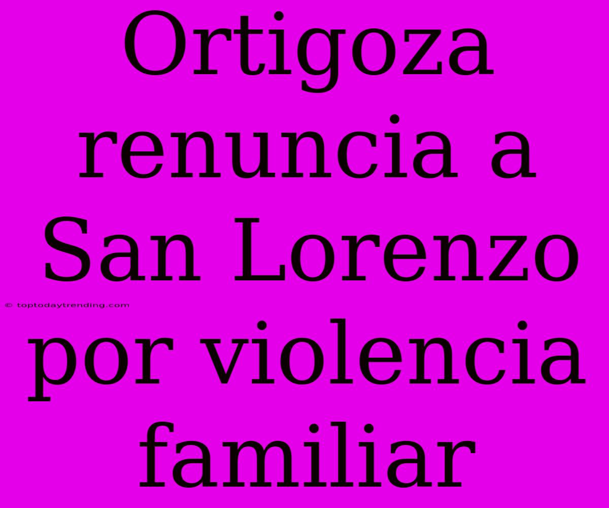 Ortigoza Renuncia A San Lorenzo Por Violencia Familiar