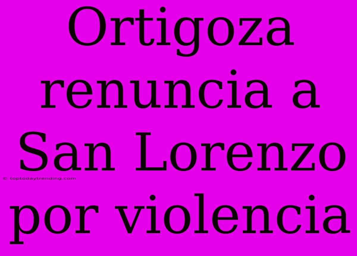 Ortigoza Renuncia A San Lorenzo Por Violencia