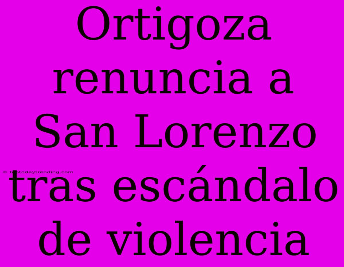 Ortigoza Renuncia A San Lorenzo Tras Escándalo De Violencia