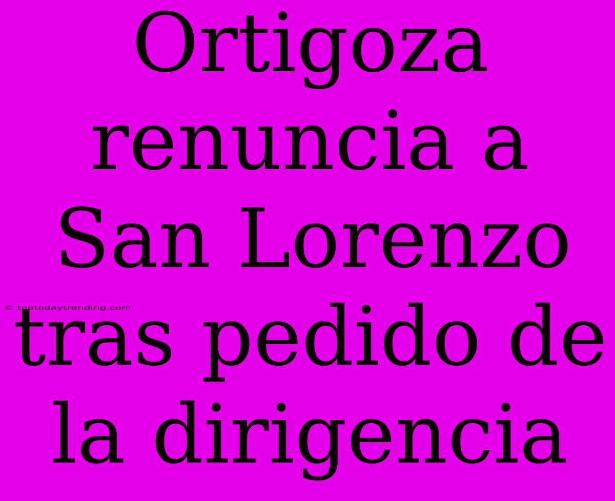 Ortigoza Renuncia A San Lorenzo Tras Pedido De La Dirigencia