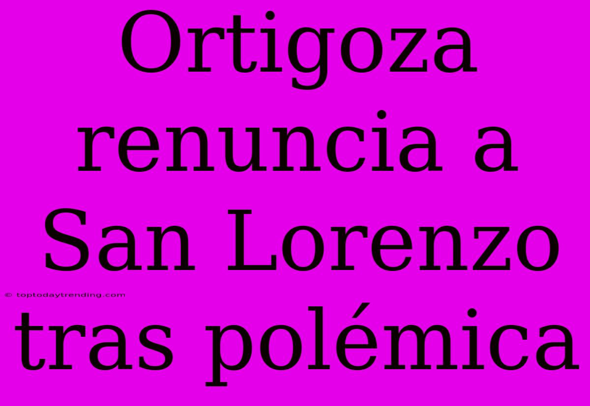 Ortigoza Renuncia A San Lorenzo Tras Polémica