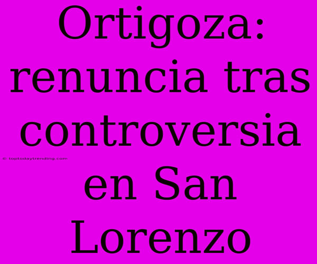 Ortigoza: Renuncia Tras Controversia En San Lorenzo