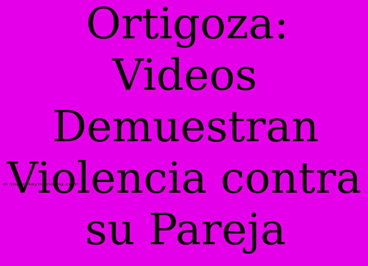 Ortigoza: Videos Demuestran Violencia Contra Su Pareja