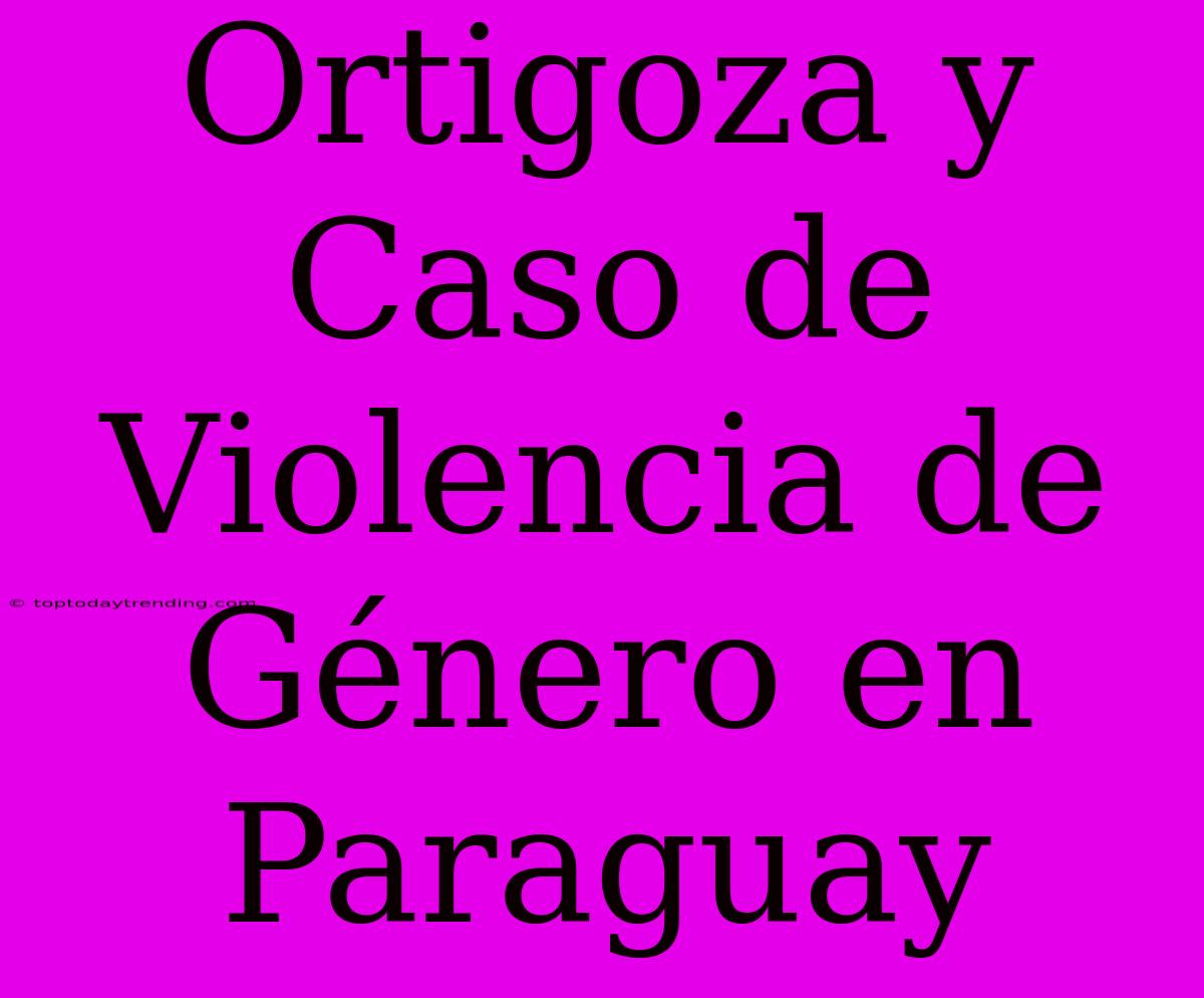 Ortigoza Y Caso De Violencia De Género En Paraguay