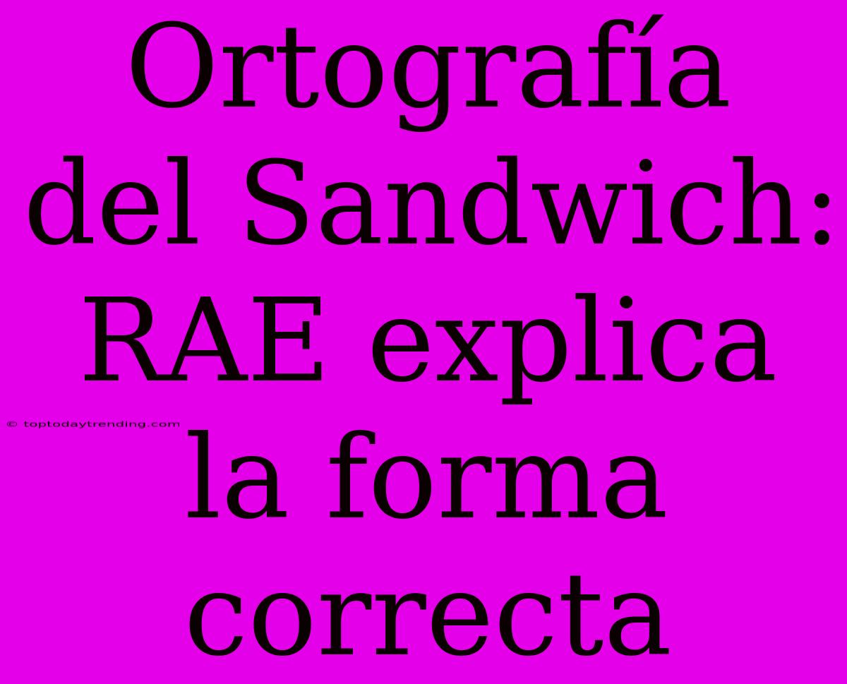 Ortografía Del Sandwich: RAE Explica La Forma Correcta