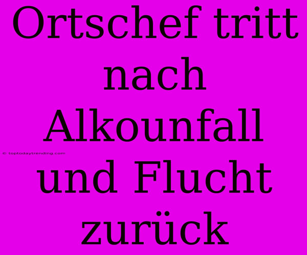 Ortschef Tritt Nach Alkounfall Und Flucht Zurück