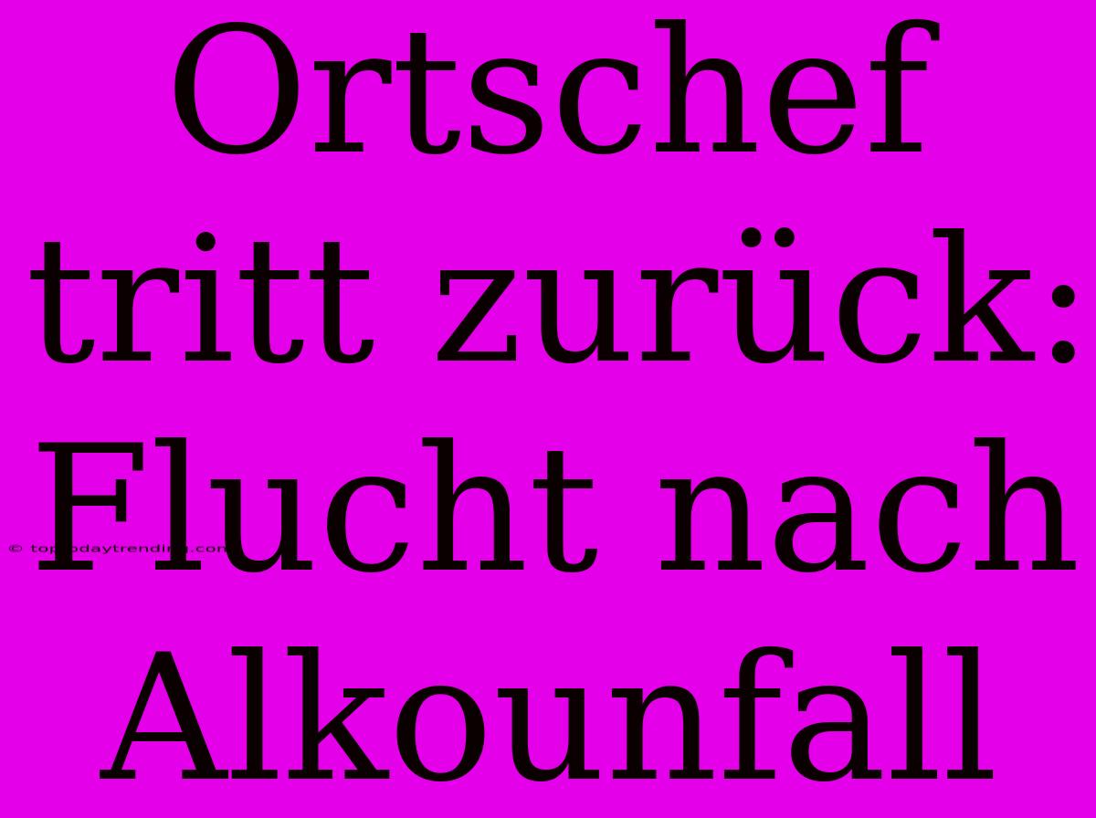 Ortschef Tritt Zurück: Flucht Nach Alkounfall