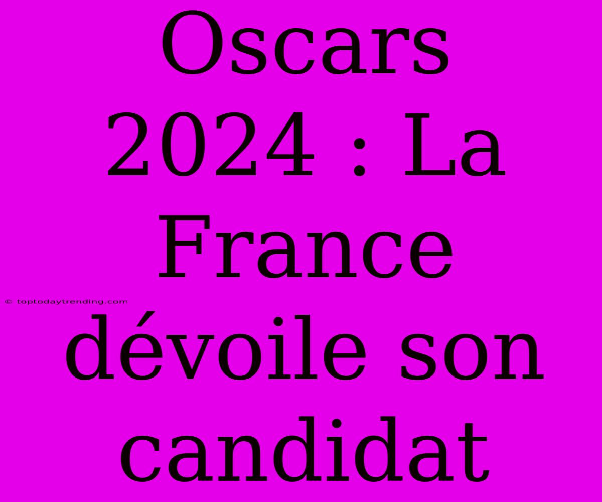 Oscars 2024 : La France Dévoile Son Candidat