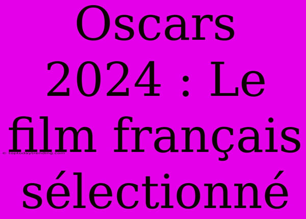 Oscars 2024 : Le Film Français Sélectionné