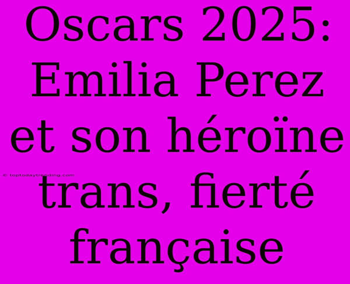 Oscars 2025: Emilia Perez Et Son Héroïne Trans, Fierté Française