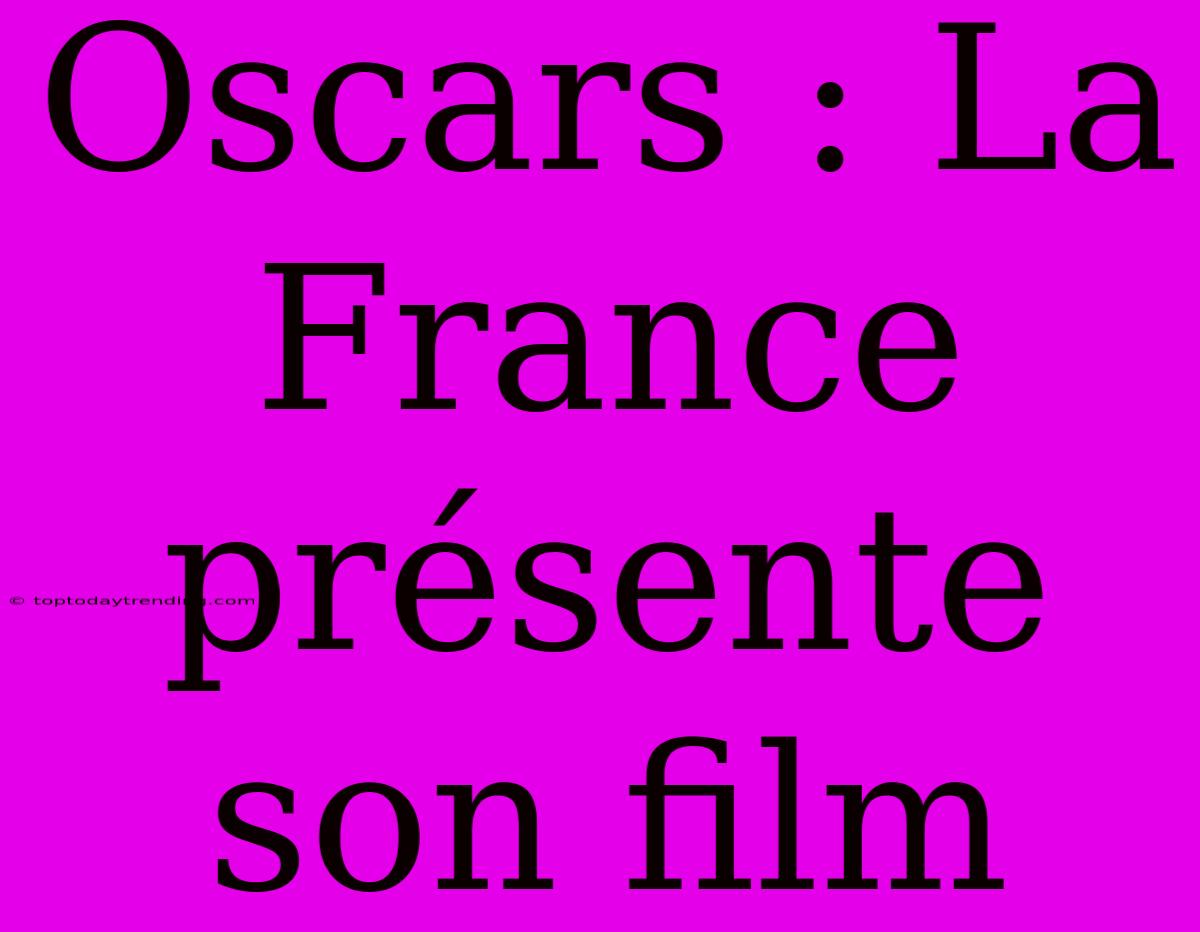 Oscars : La France Présente Son Film