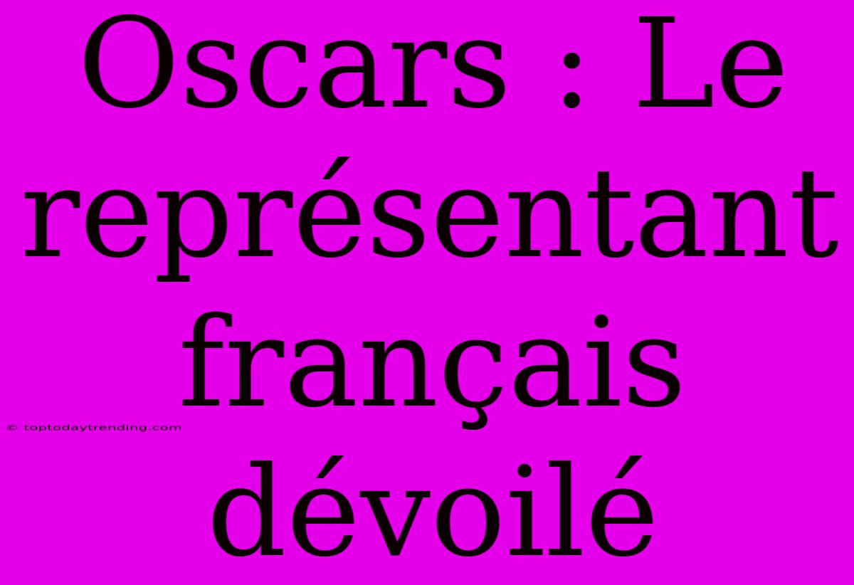 Oscars : Le Représentant Français Dévoilé