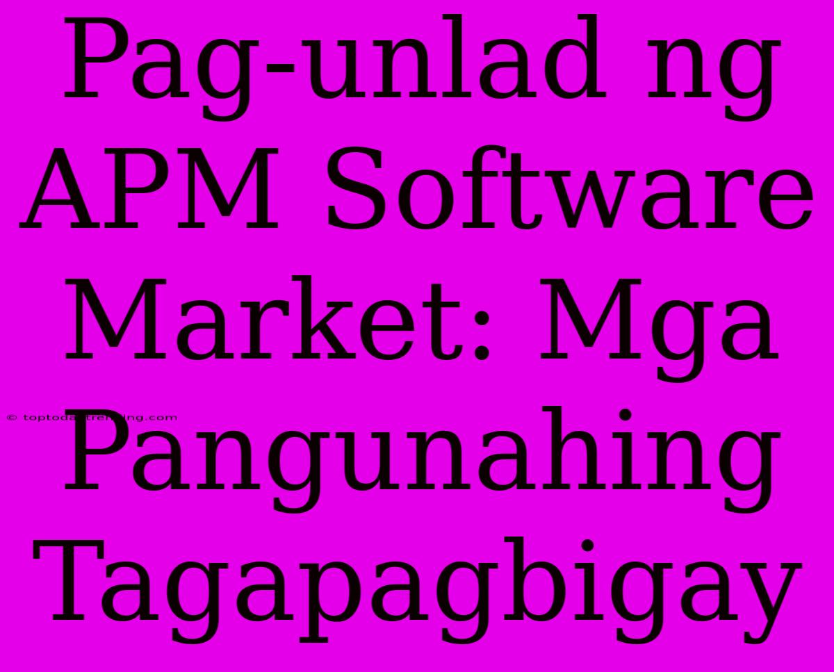 Pag-unlad Ng APM Software Market: Mga Pangunahing Tagapagbigay