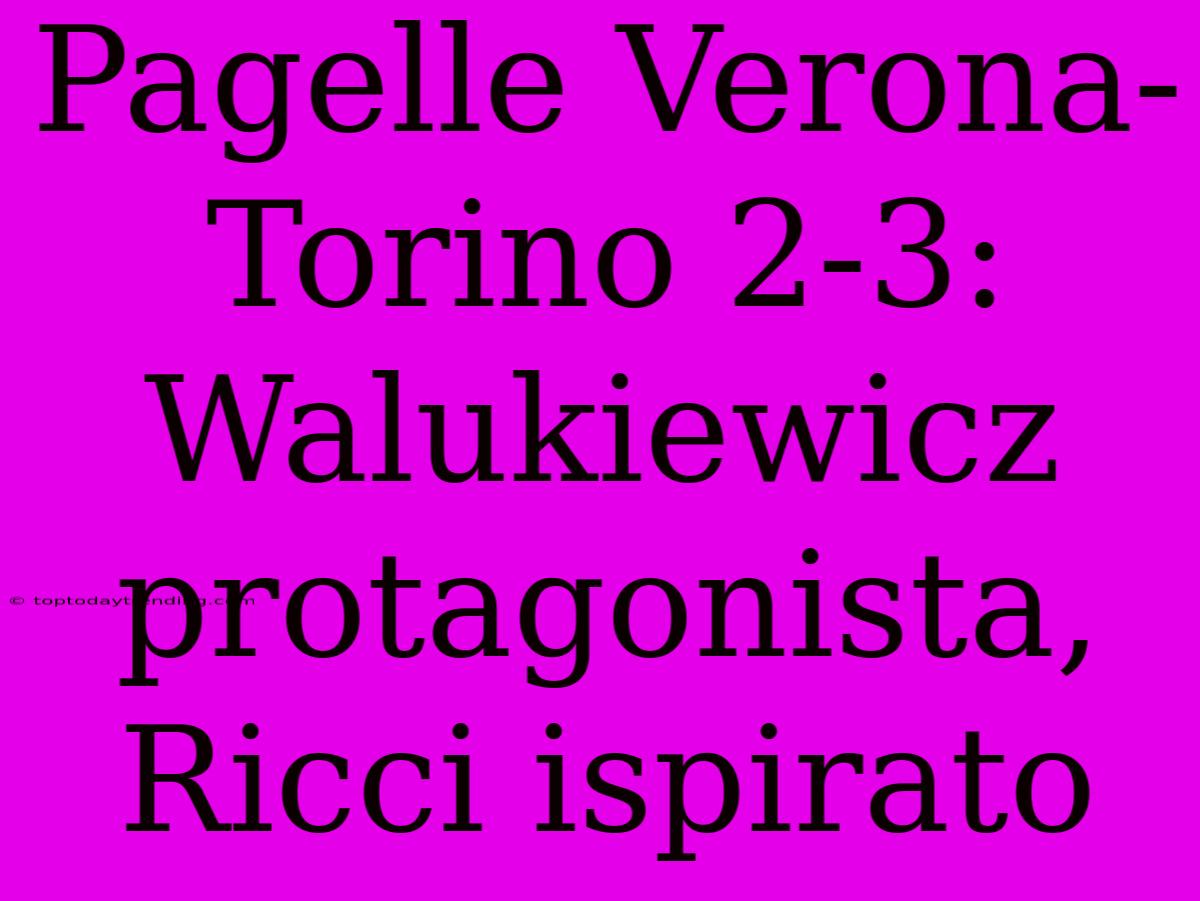 Pagelle Verona-Torino 2-3: Walukiewicz Protagonista, Ricci Ispirato