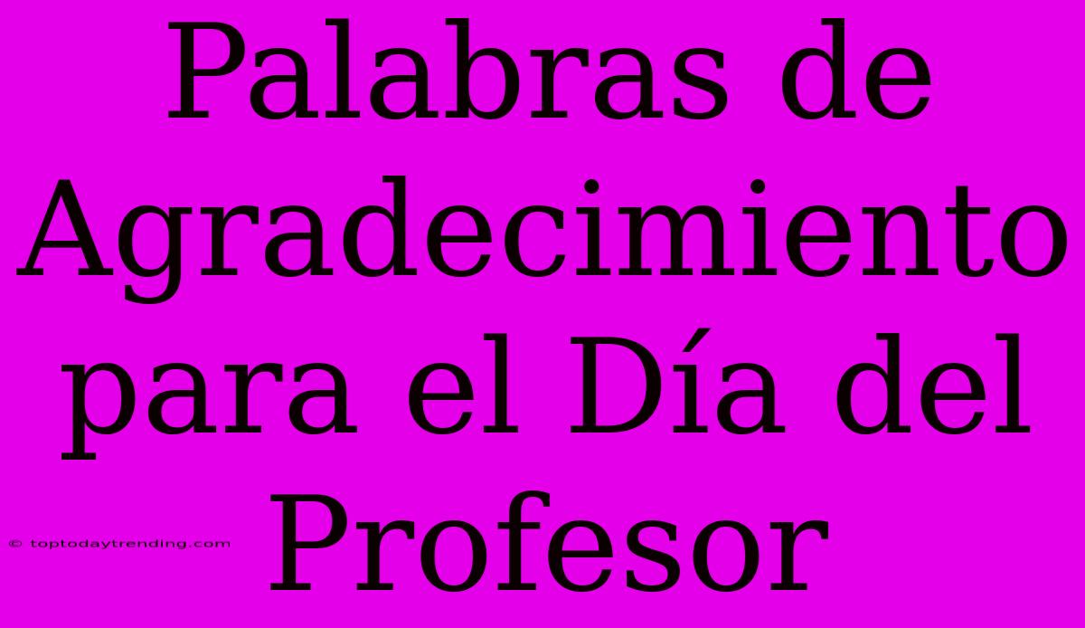 Palabras De Agradecimiento Para El Día Del Profesor