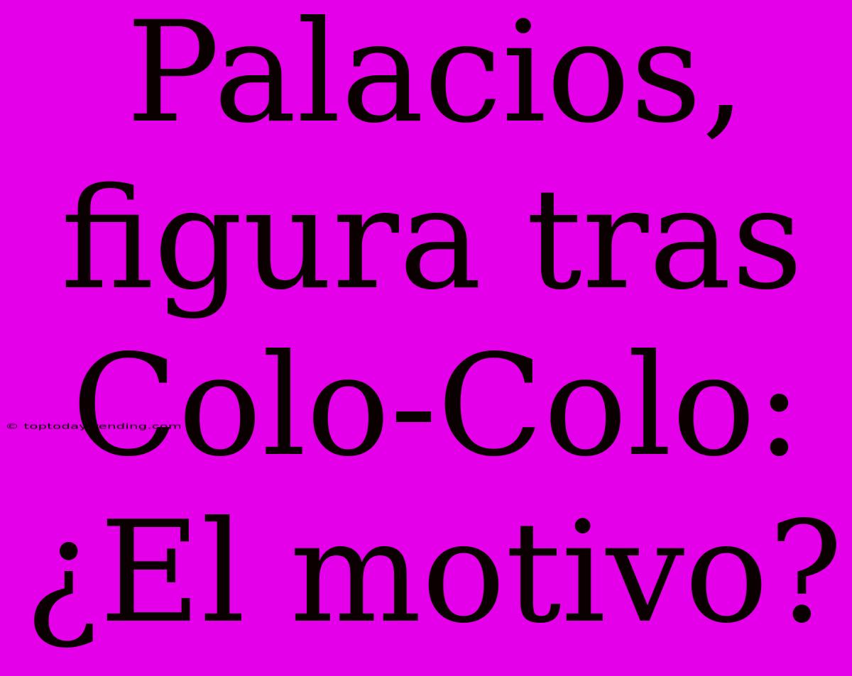 Palacios, Figura Tras Colo-Colo: ¿El Motivo?