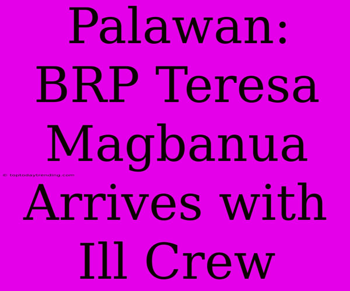 Palawan: BRP Teresa Magbanua Arrives With Ill Crew