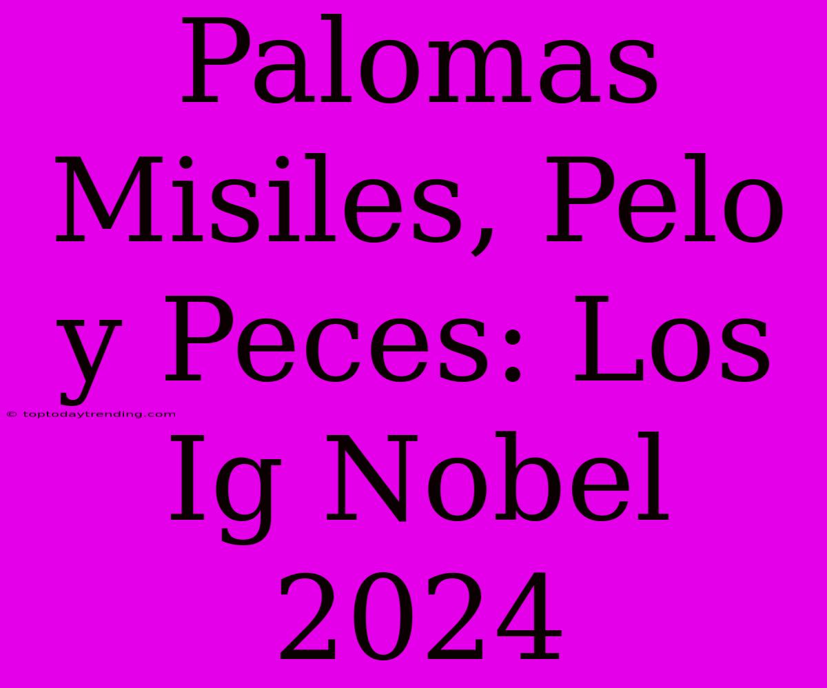 Palomas Misiles, Pelo Y Peces: Los Ig Nobel 2024