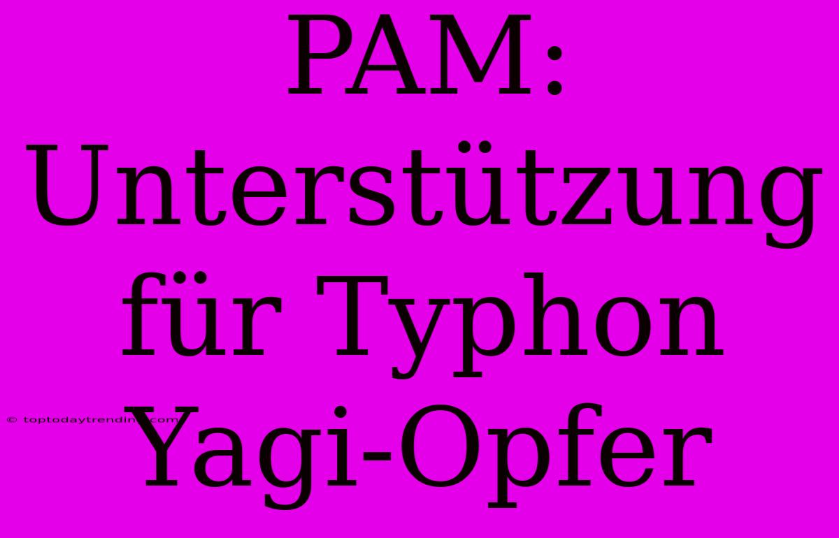 PAM: Unterstützung Für Typhon Yagi-Opfer