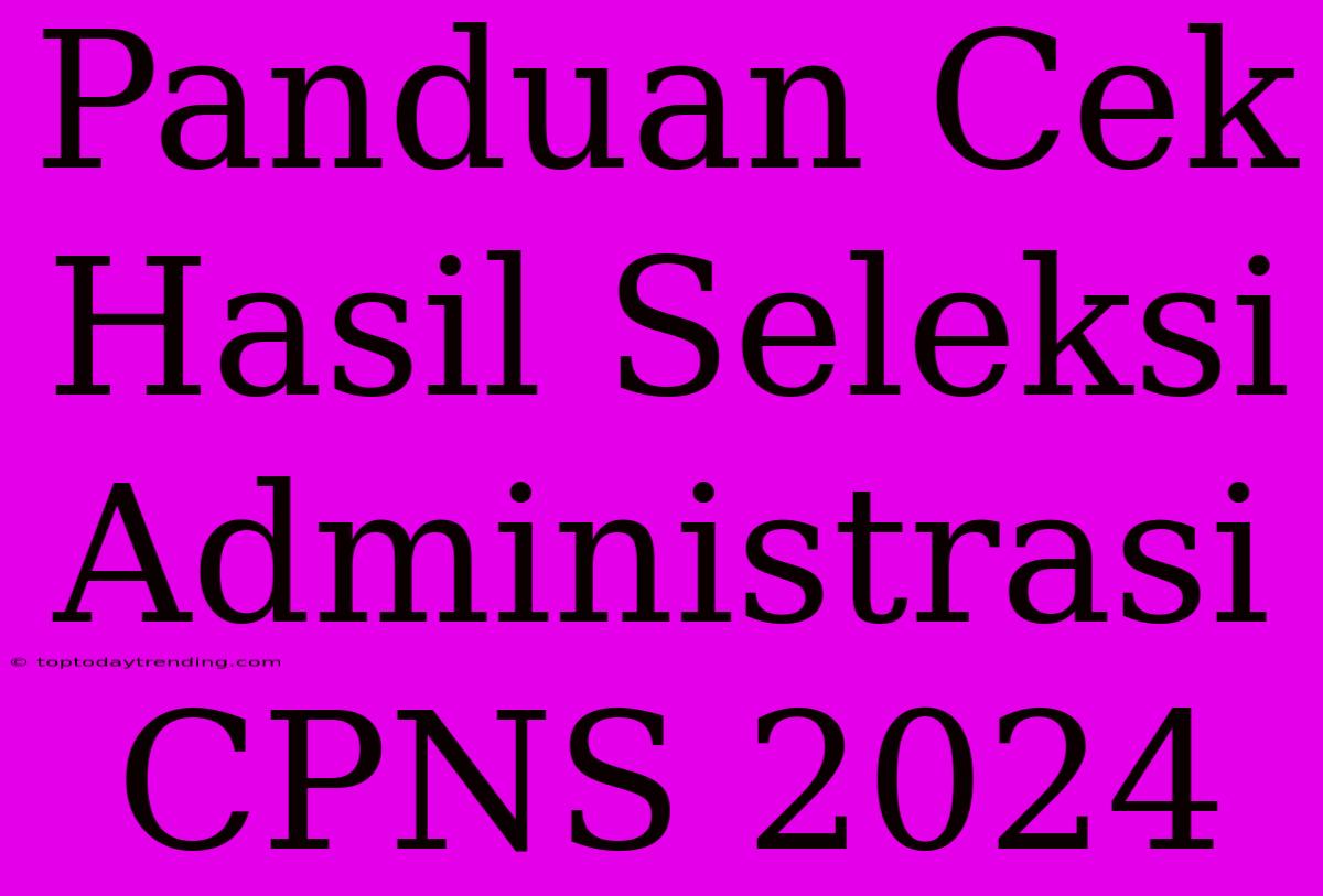 Panduan Cek Hasil Seleksi Administrasi CPNS 2024