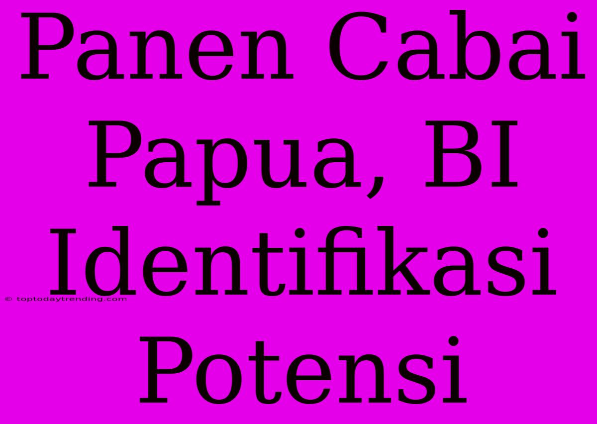 Panen Cabai Papua, BI Identifikasi Potensi