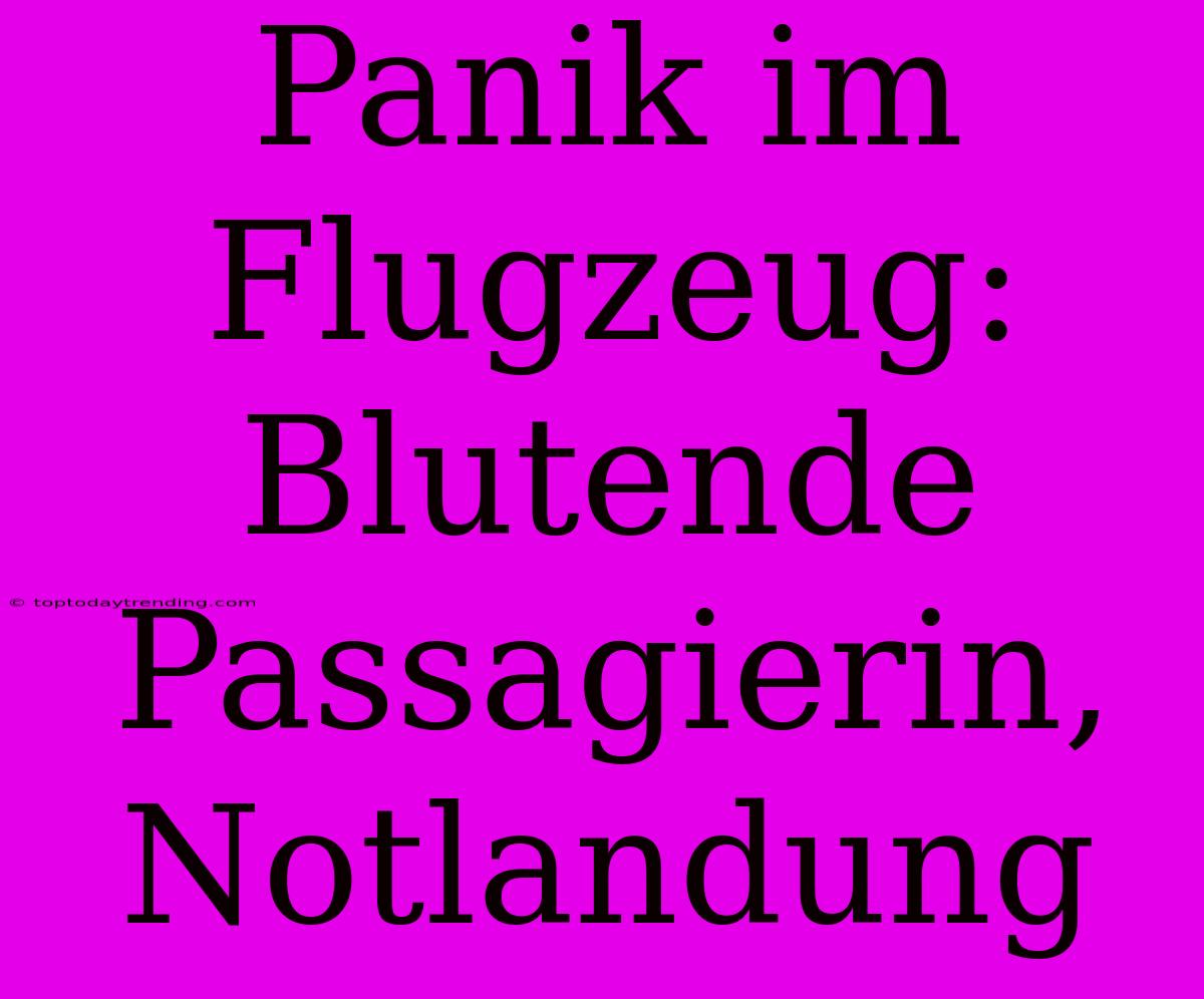 Panik Im Flugzeug: Blutende Passagierin, Notlandung