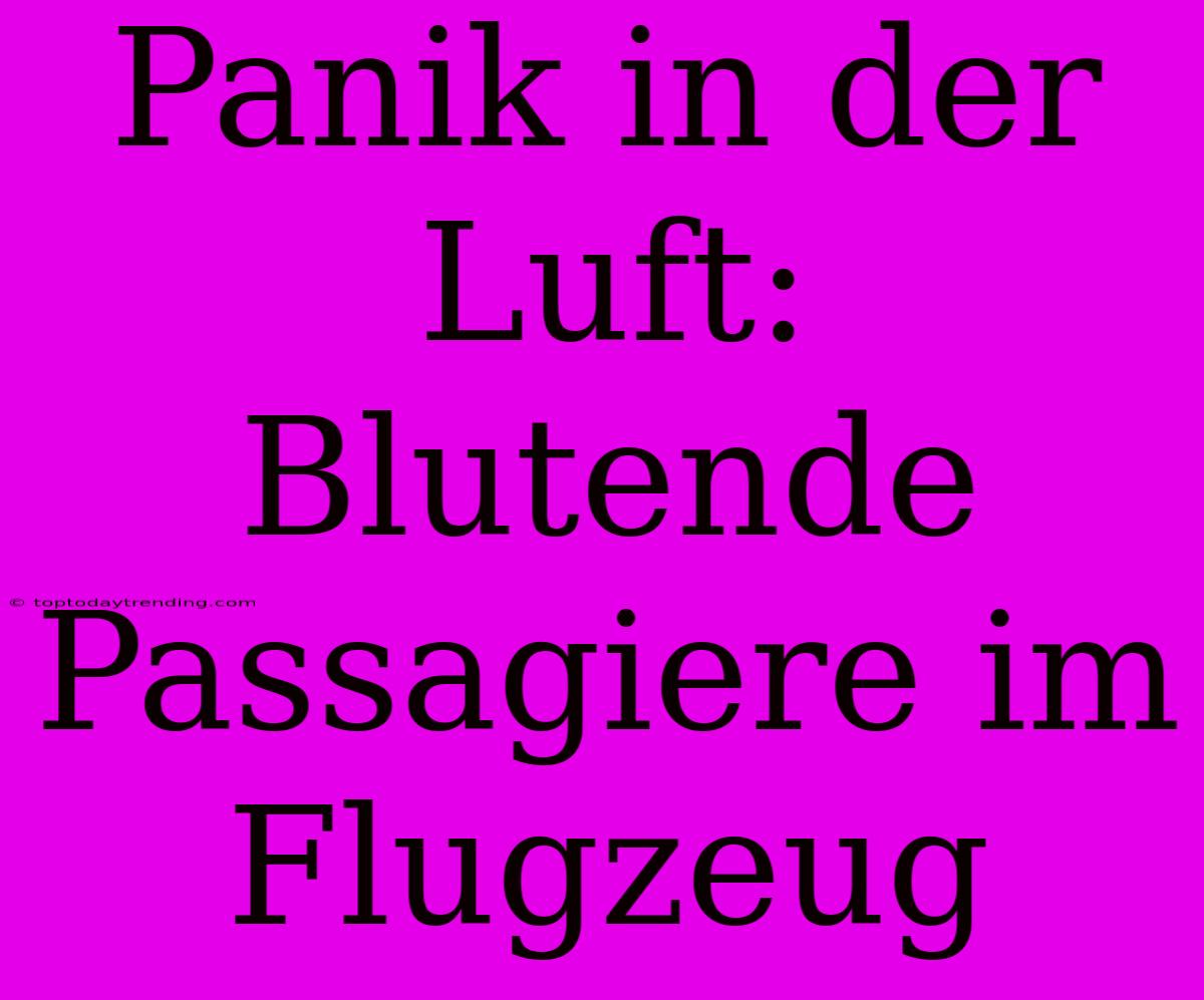 Panik In Der Luft: Blutende Passagiere Im Flugzeug