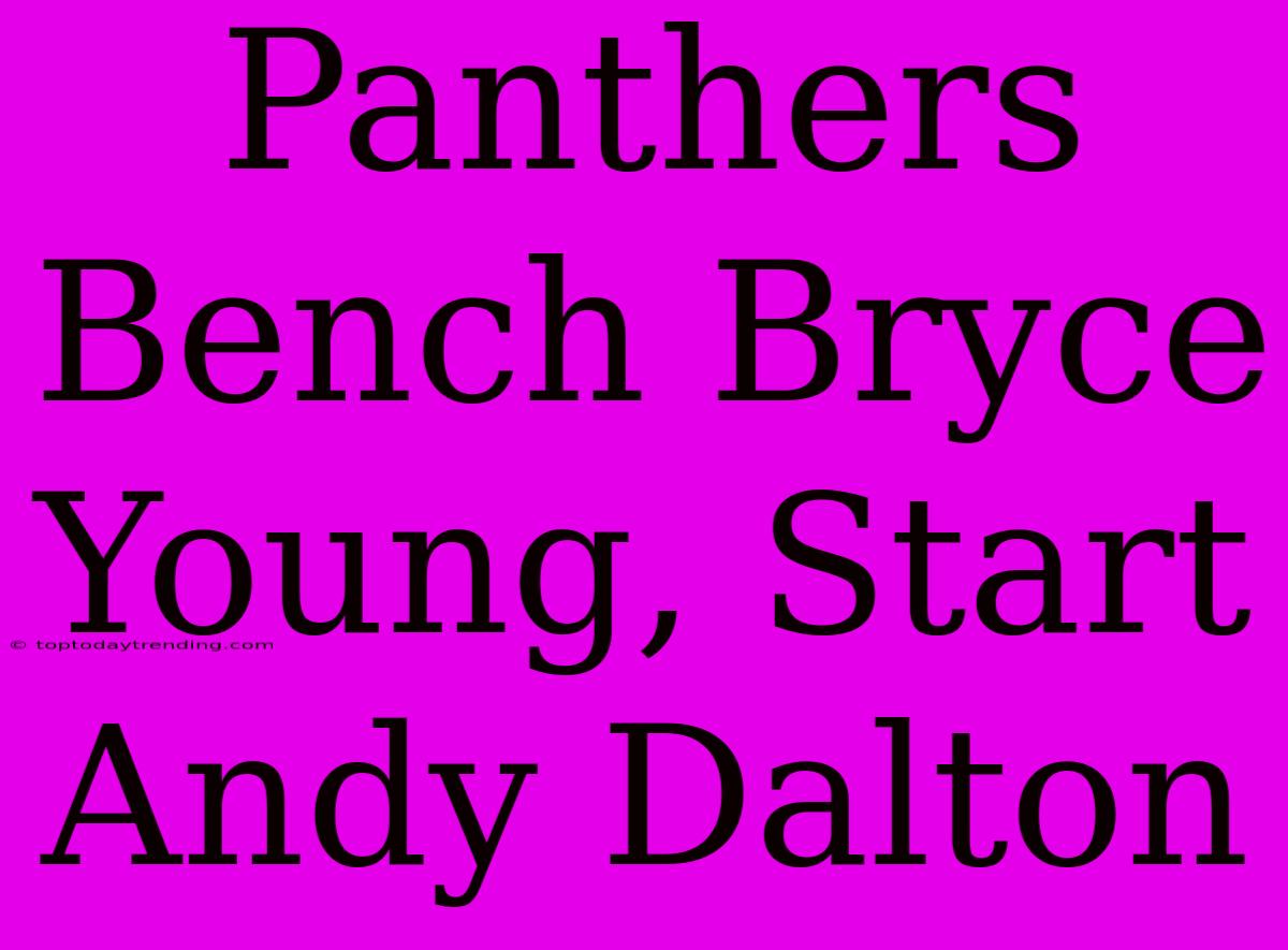 Panthers Bench Bryce Young, Start Andy Dalton