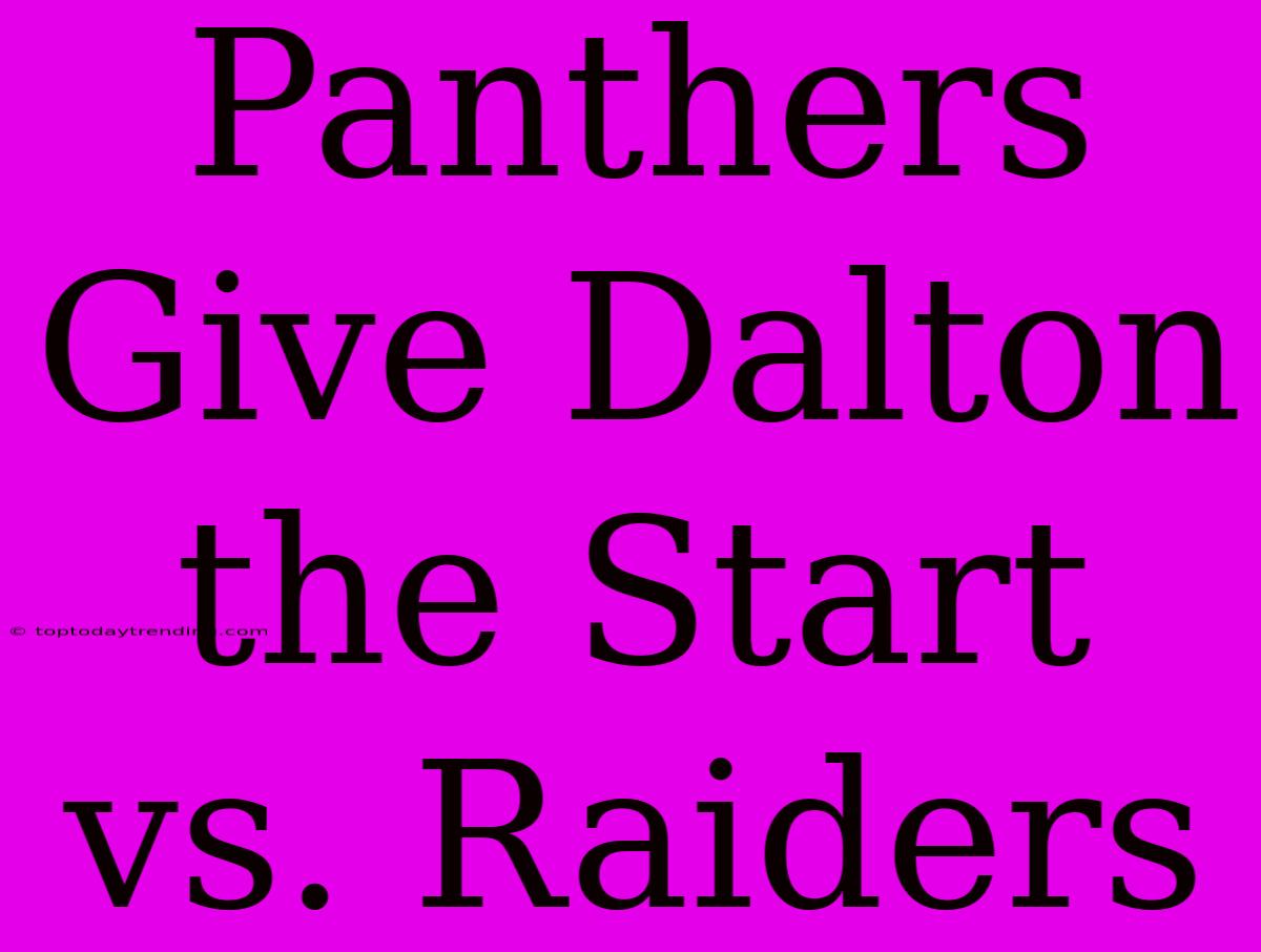 Panthers Give Dalton The Start Vs. Raiders