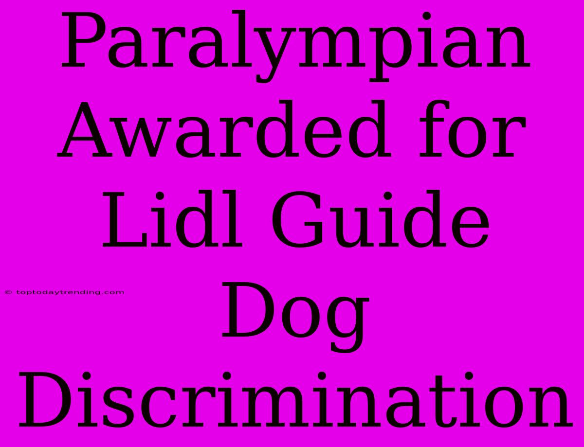 Paralympian Awarded For Lidl Guide Dog Discrimination