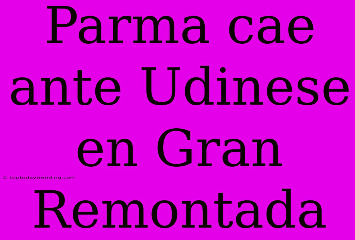 Parma Cae Ante Udinese En Gran Remontada