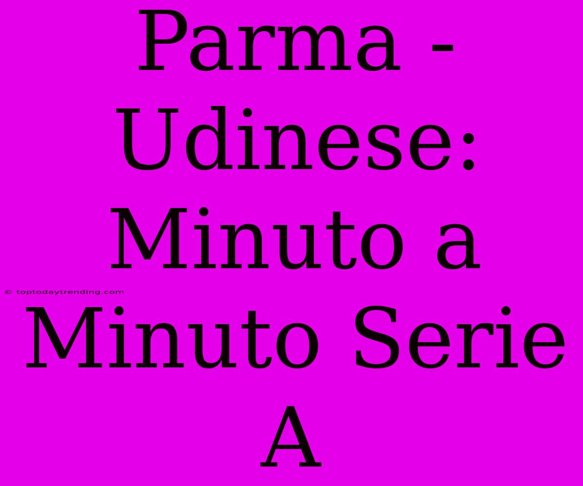 Parma - Udinese: Minuto A Minuto Serie A