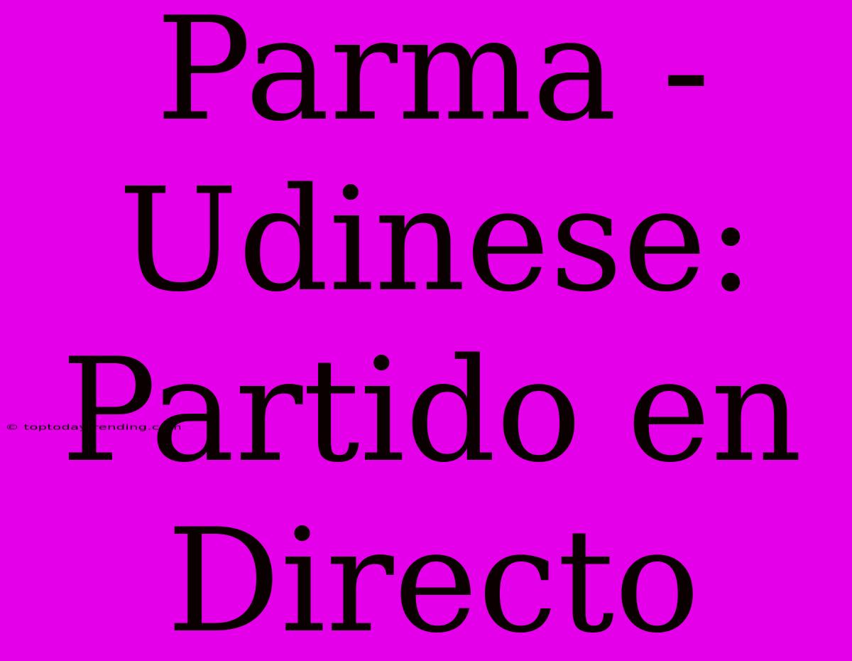 Parma - Udinese: Partido En Directo