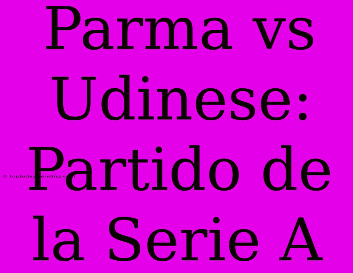 Parma Vs Udinese: Partido De La Serie A