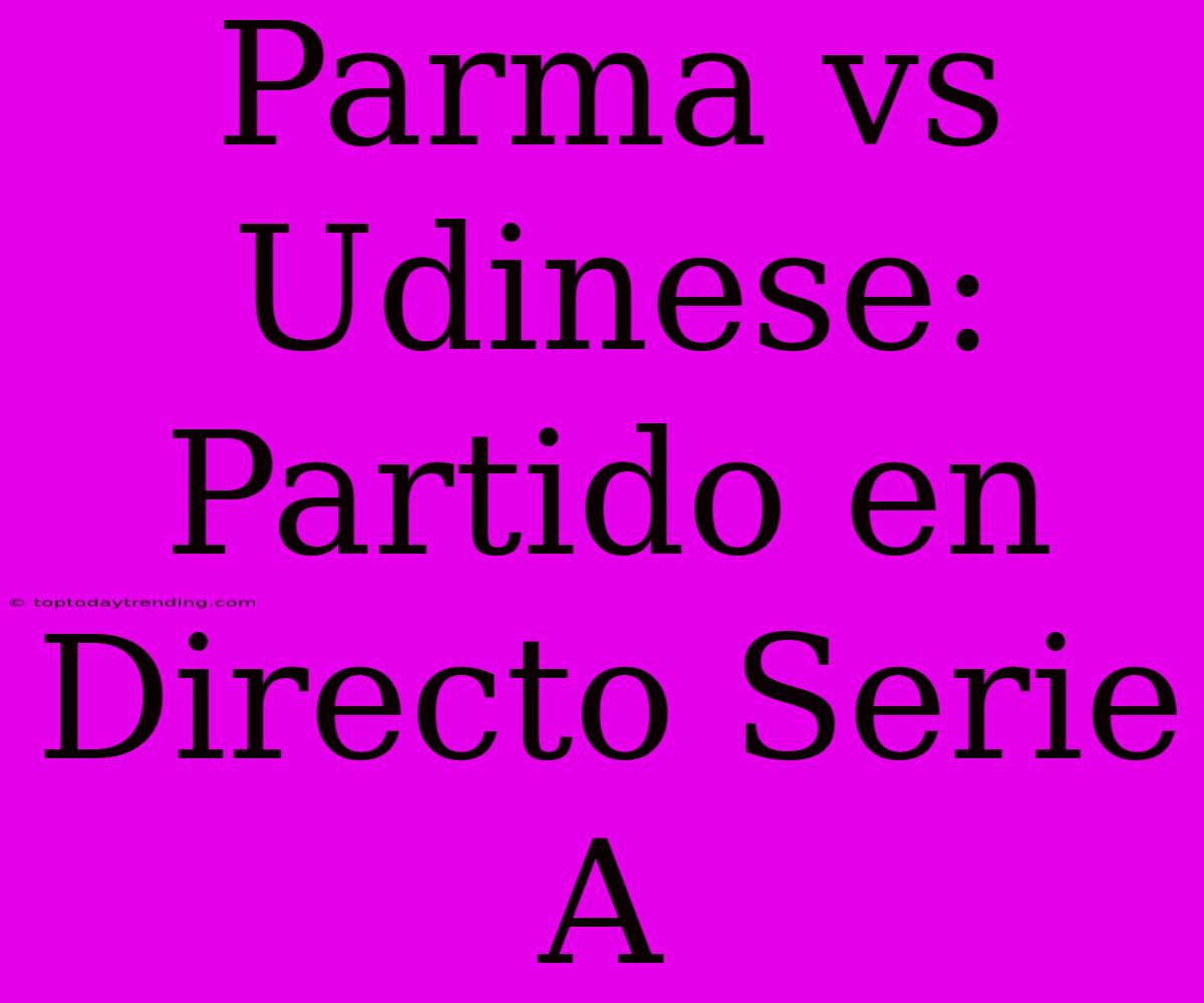 Parma Vs Udinese: Partido En Directo Serie A