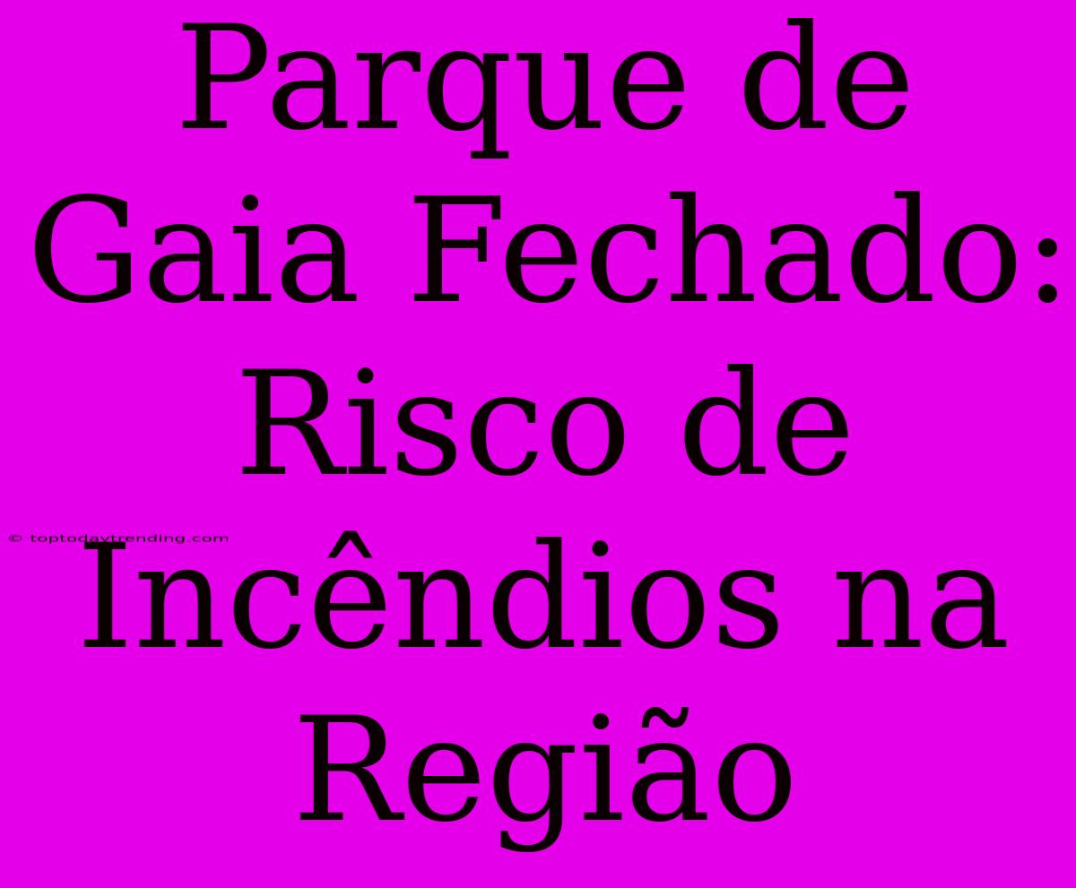 Parque De Gaia Fechado: Risco De Incêndios Na Região