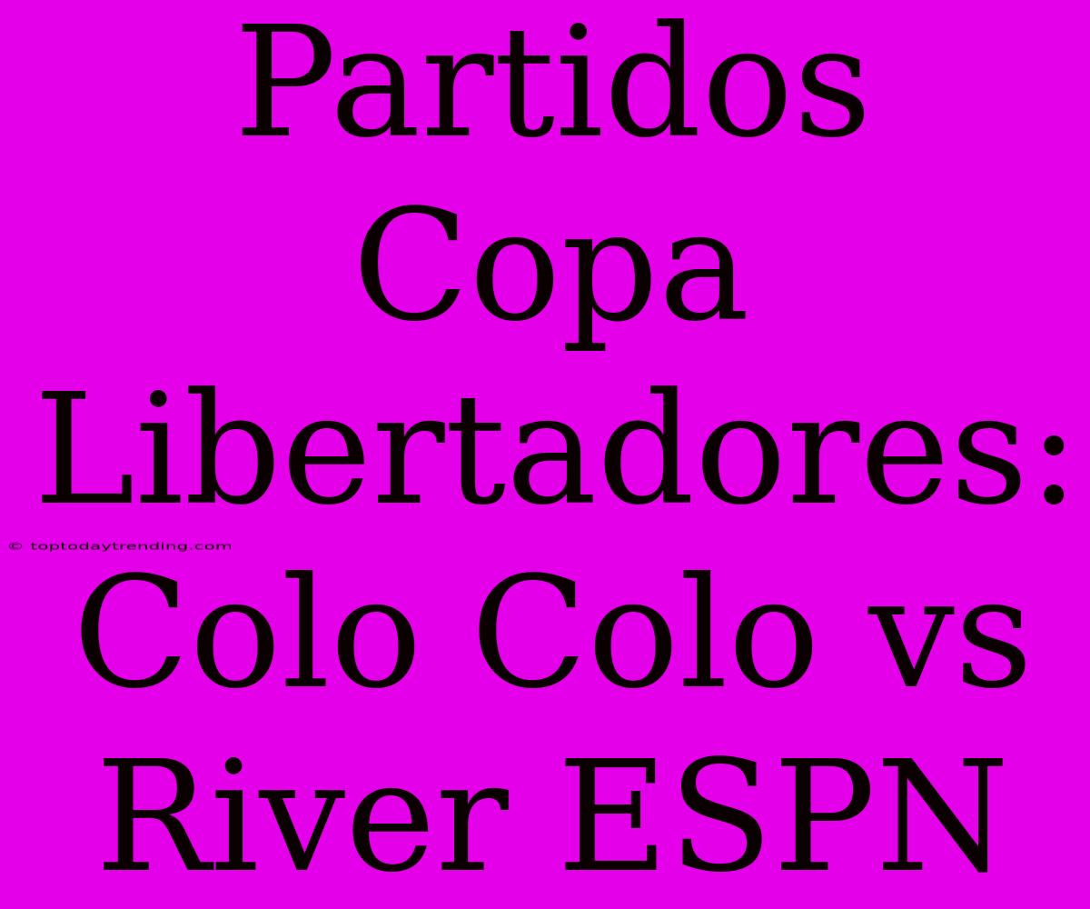 Partidos Copa Libertadores: Colo Colo Vs River ESPN