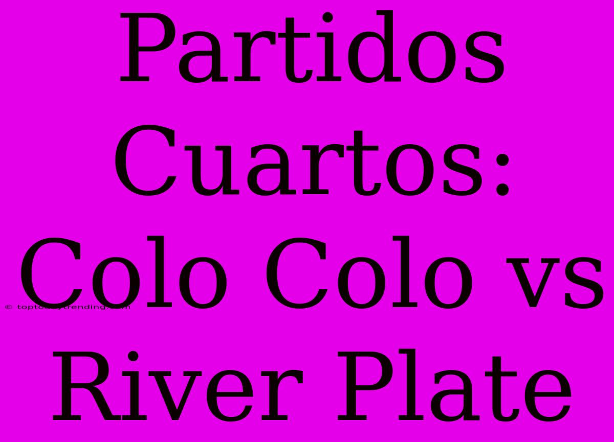 Partidos Cuartos: Colo Colo Vs River Plate