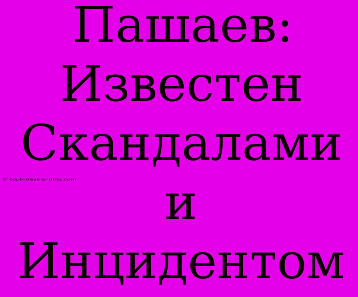 Пашаев: Известен Скандалами И Инцидентом