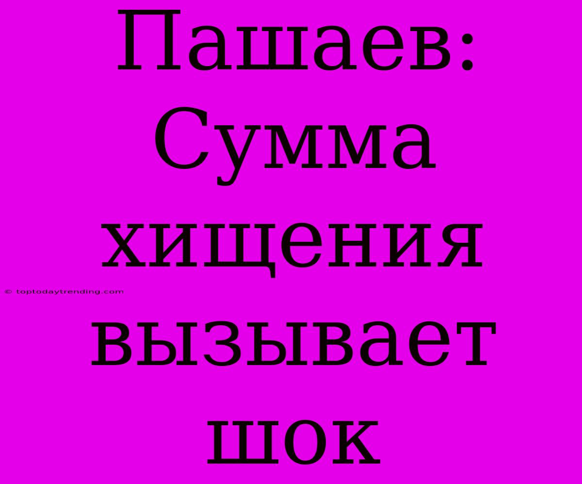 Пашаев: Сумма Хищения Вызывает Шок