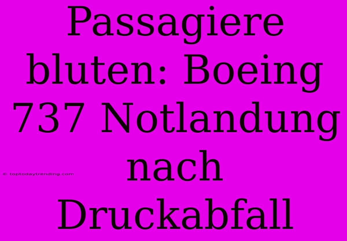 Passagiere Bluten: Boeing 737 Notlandung Nach Druckabfall