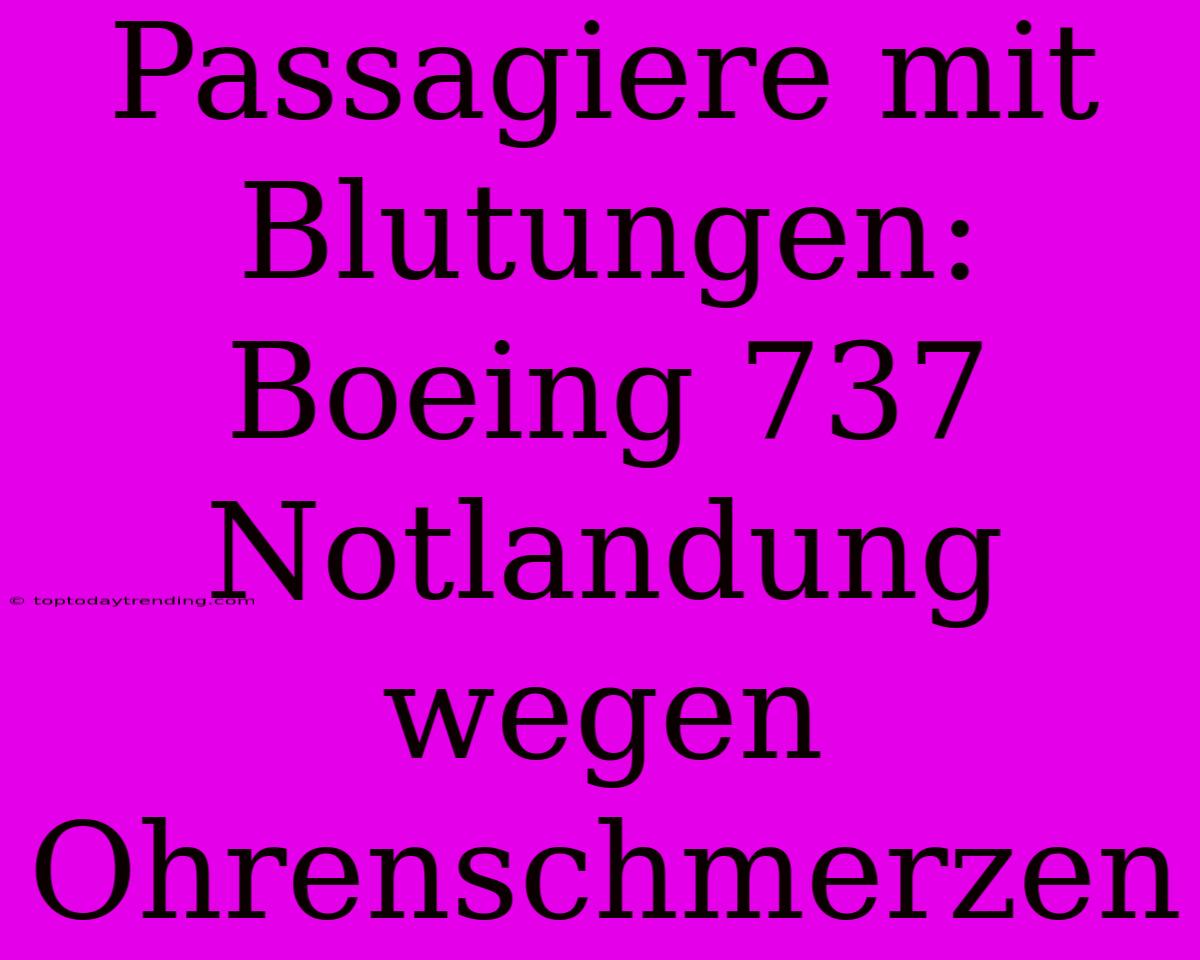 Passagiere Mit Blutungen: Boeing 737 Notlandung Wegen Ohrenschmerzen